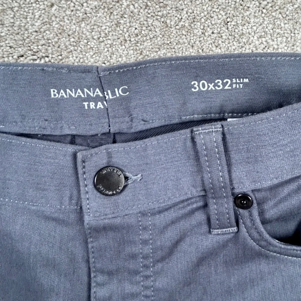 Banana Republic Traveler Pants Mens 30x32 Slim‎ Fit Gray 5-Pocket Stretch Chino